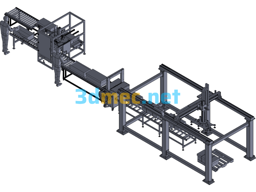 Large Gantry Packing, Bundling And Palletizing Conveyor Line - 3D Model Exported Free Download