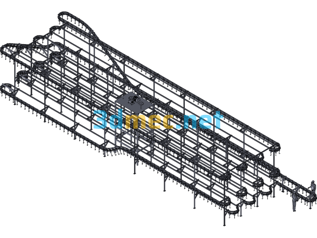 Electroplating Spraying Hanging Production Line - 3D Model Exported Free Download