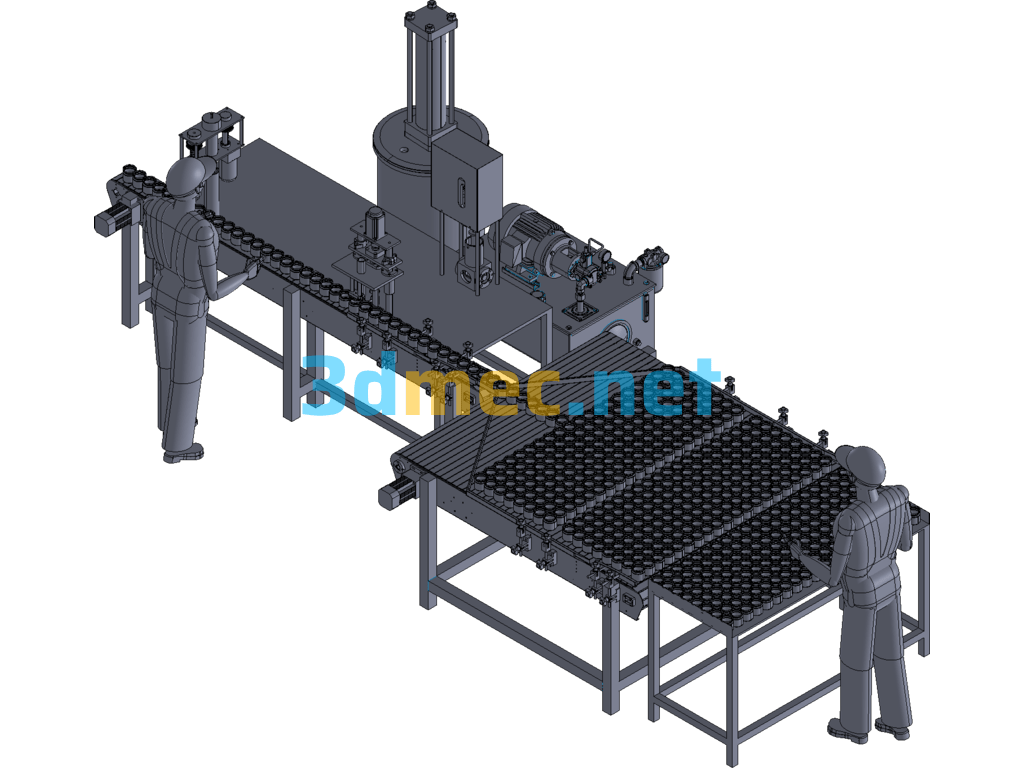 Bottle Unscrambling, Glue Filling And Capping Production Line - 3D Model Exported Free Download