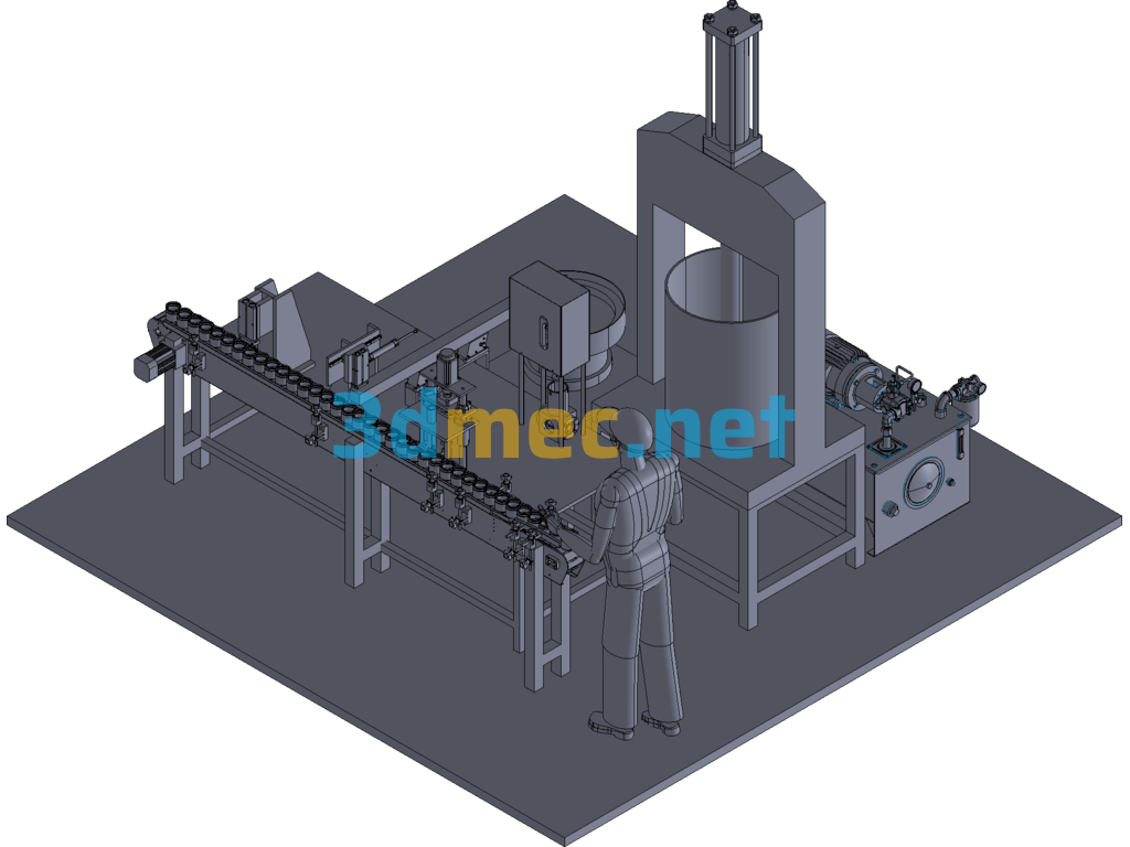 Glue Filling And Capping Production Line - 3D Model Exported Free Download