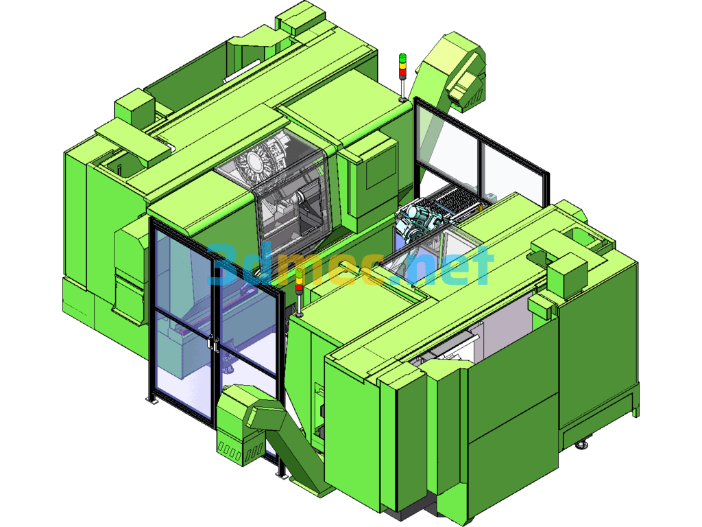 Double-Station Lathe Loading And Unloading - 3D Model SolidWorks Free Download