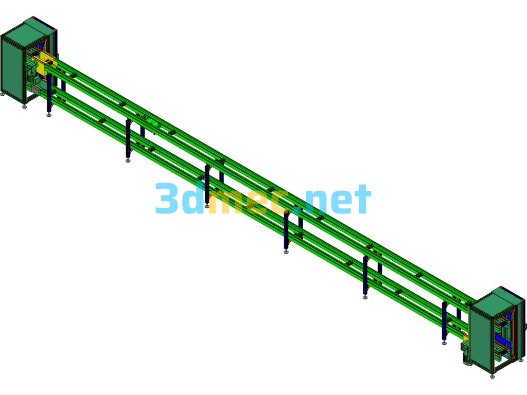 Double-Layer Double-Speed Chain Line With Elevator - 3D Model SolidWorks Free Download