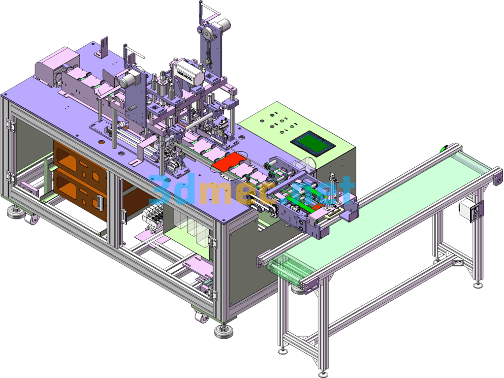 7 Servo High Speed Welding Flat Mask Ear Strap Machine - 3D Model SolidWorks Free Download