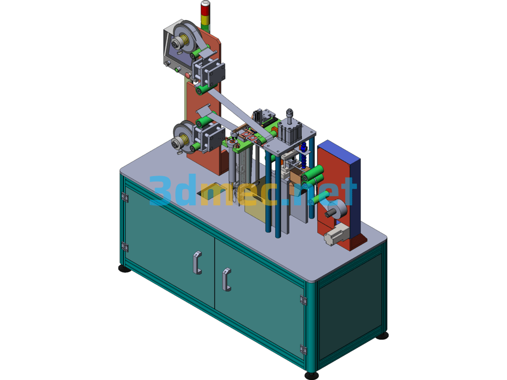 Automatic Double-Sided Laminating And Cutting Machine For Transformer Metal Shell - 3D Model SolidWorks Free Download