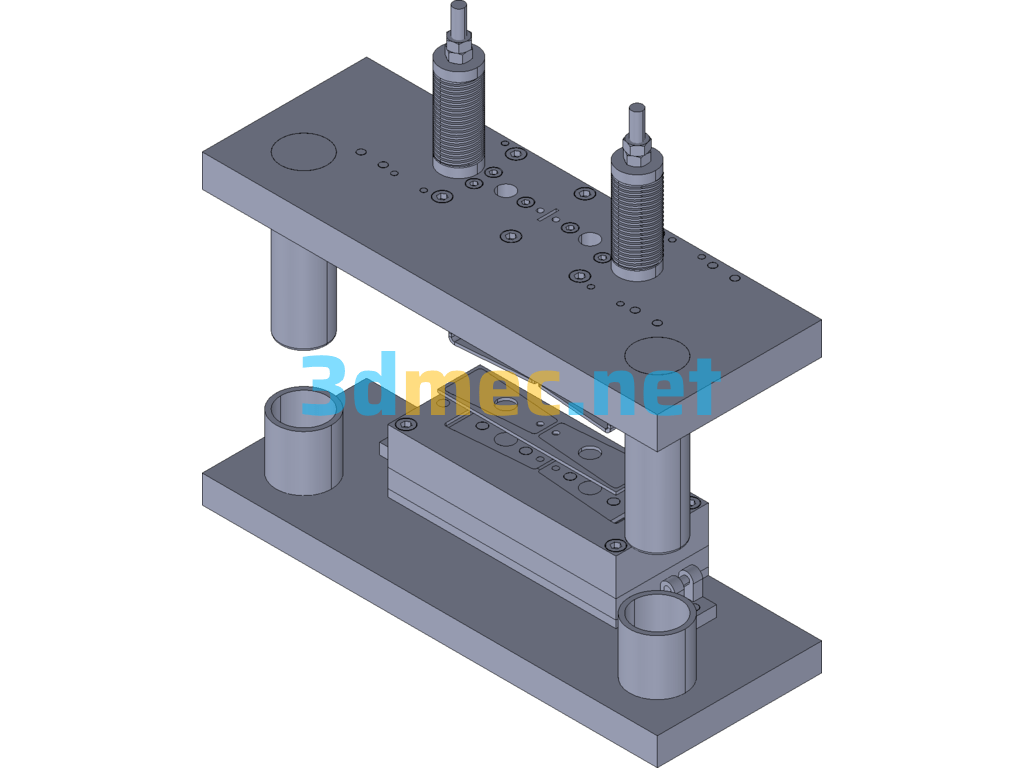 Cover Plate One Mold Two Pieces Blanking Punching Cutting Bending Composite Mold - 3D Model Exported Free Download