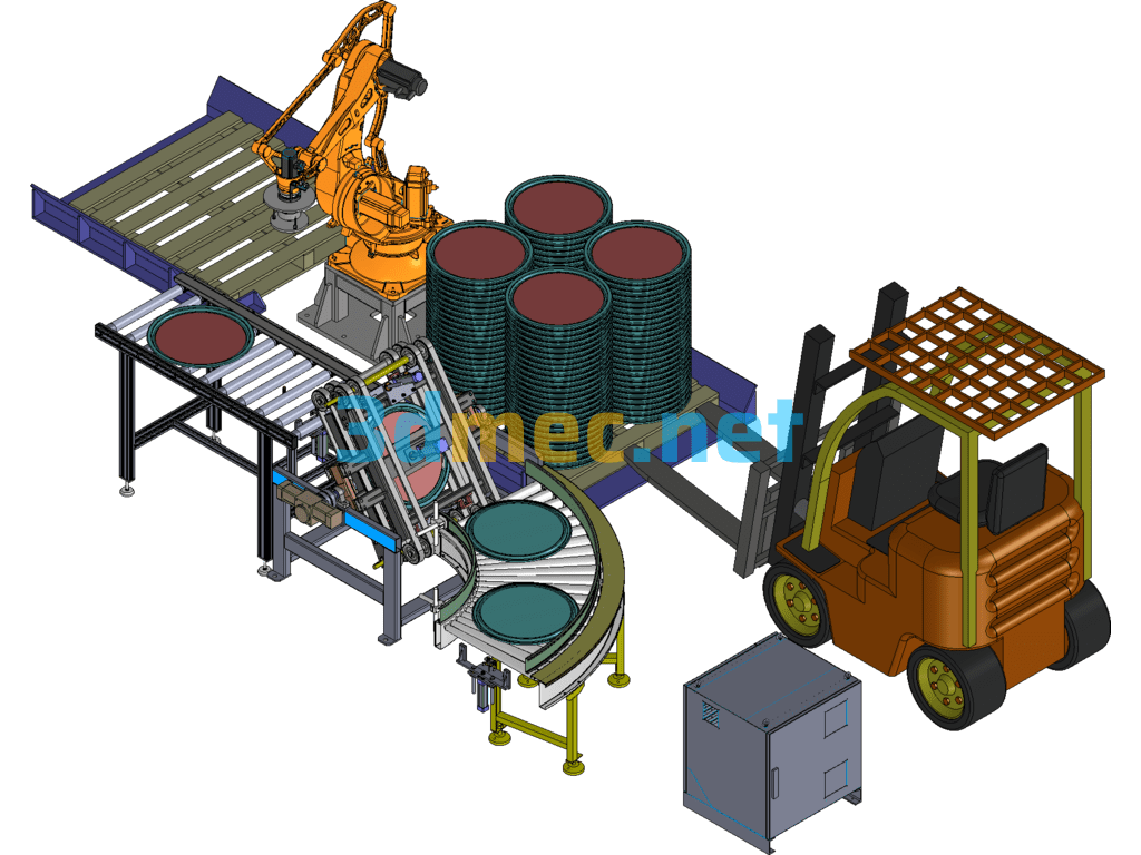 The Robot Automatically Removes The Barrel Cover From The Barrel Production Line. - 3D Model SolidWorks Free Download