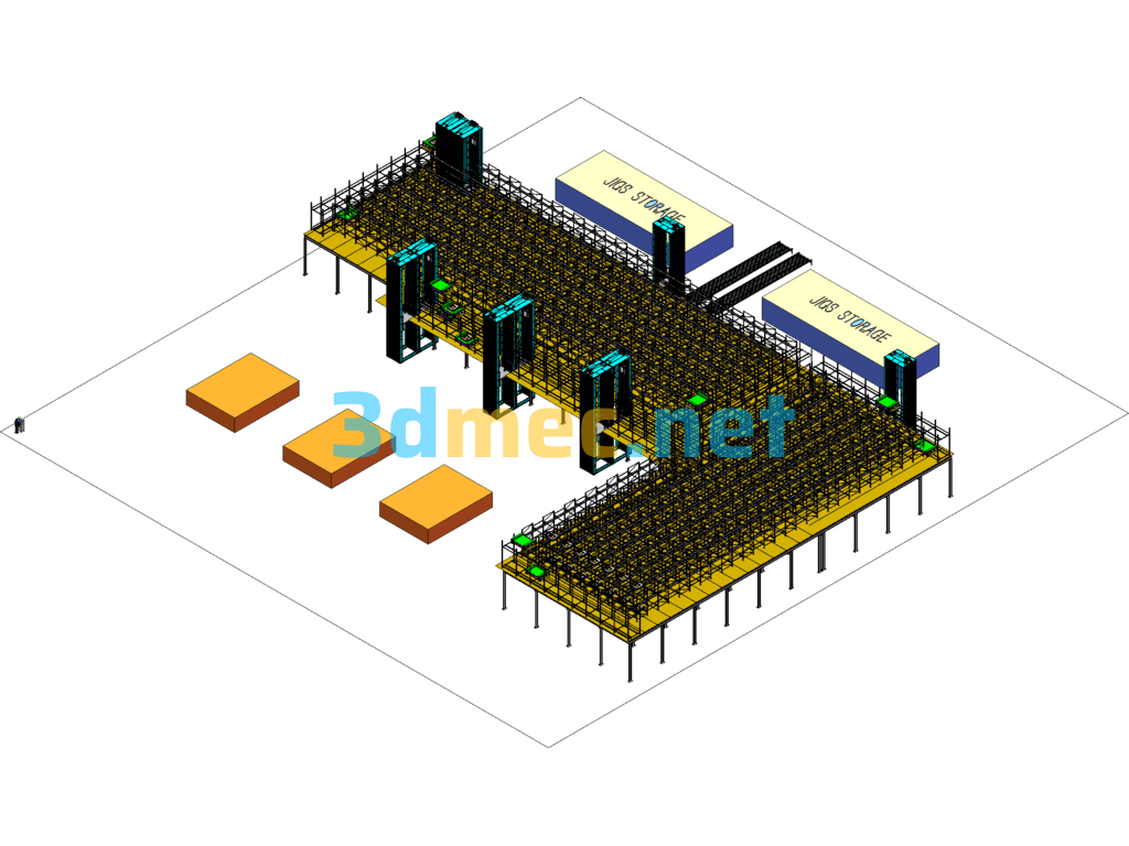 Stereoscopic Warehouse Project (Including Stacker/Lift/AGV/Shelf, Etc.) - 3D Model SolidWorks Free Download