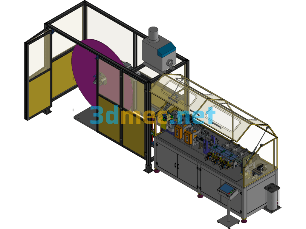 Fin Forming Machine, Aluminum Foil Forming Machine, Servo Cutter, Closed Loop Tension Control, Unwinding Mechanism - 3D Model Exported Free Download