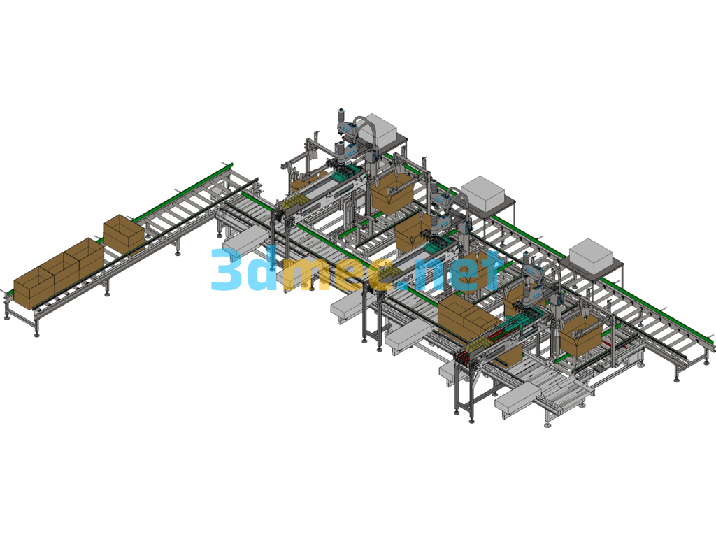 Food Packaging Production Line - 3D Model SolidWorks Free Download