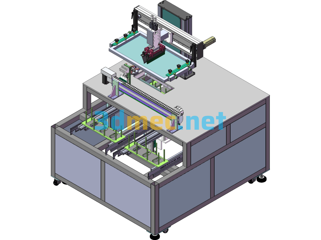 Fully Automatic Screen Printing Equipment - 3D Model SolidWorks Free Download