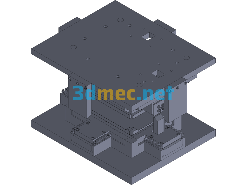 Microwave Oven Door Side Bending Forming Die - 3D Model Exported Free Download