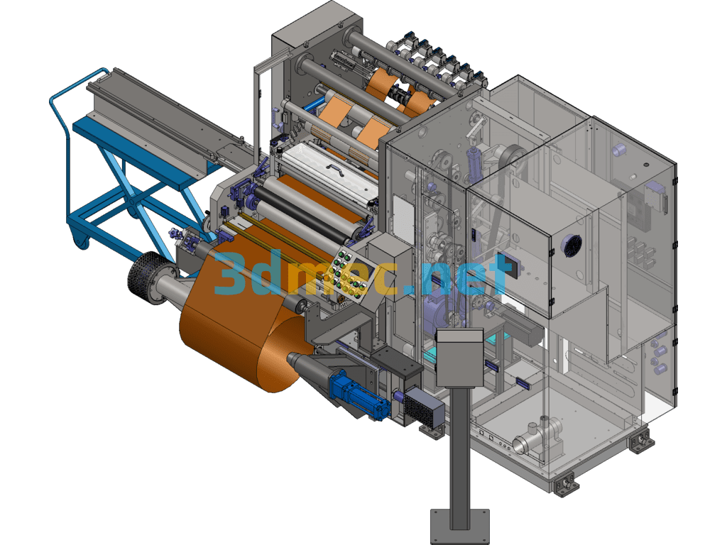 Lithium Battery Slitting Machine (Lithium Battery Positive And Negative Electrode Sheet Production And Slitting) - 3D Model SolidWorks Free Download