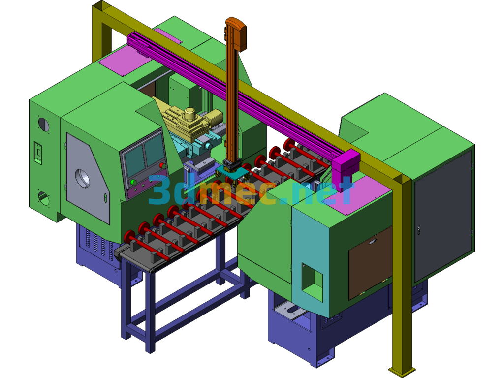 Lathe Loading And Unloading Truss - 3D Model SolidWorks Free Download