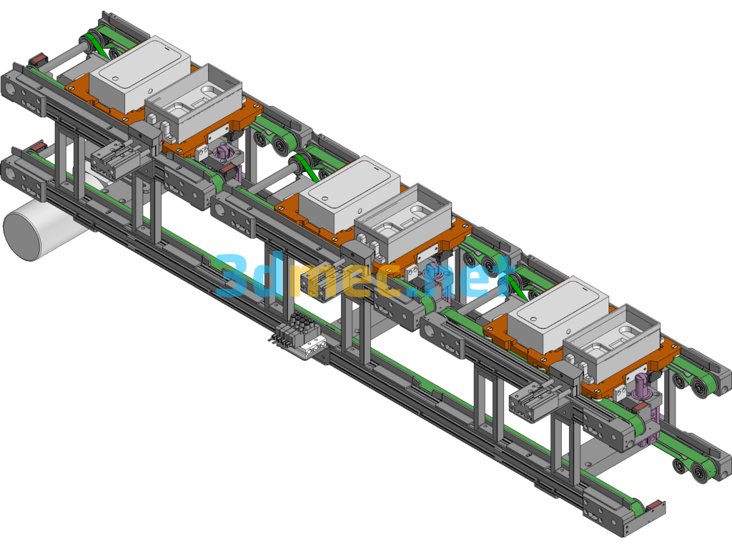 Detailed Structure Of Upper And Lower Belt Lines - 3D Model SolidWorks Free Download