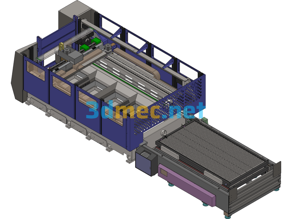 Fiber CNC Laser Cutting Machine - 3D Model SolidWorks Free Download