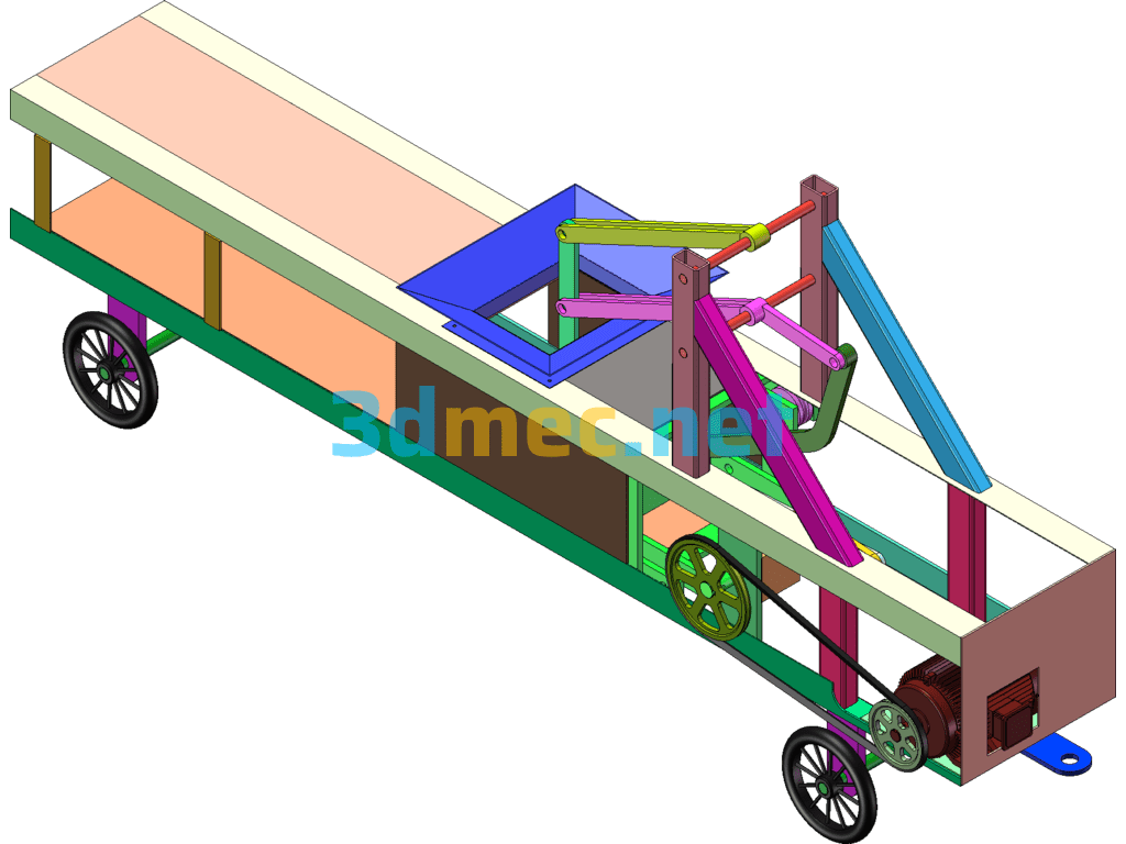 Straw Compression Baler (Including Simulation Animation) - 3D Model SolidWorks Free Download