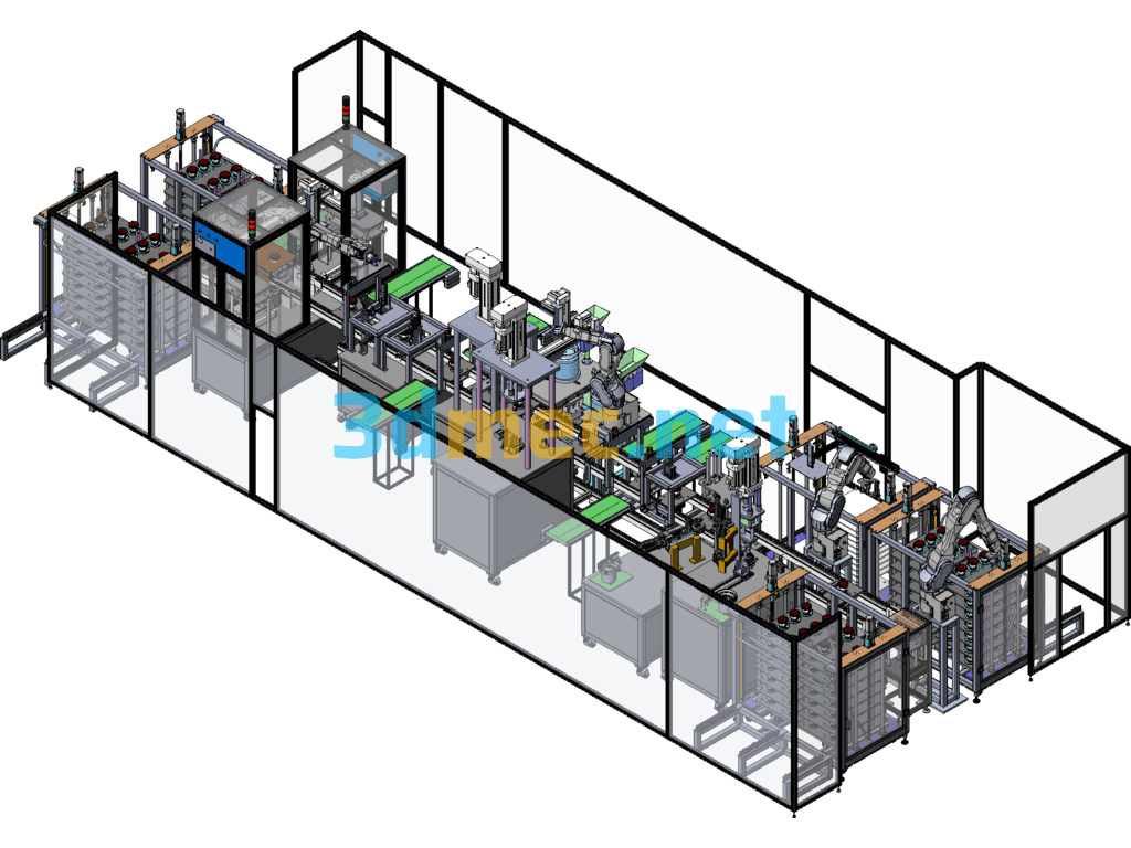 Automatic Booster Impeller Assembly And Pressing Line (Including DFM+ Timing Diagram) - 3D Model SolidWorks Free Download