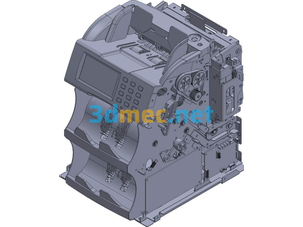 Upper And Lower Light Sources Integrated Magnetic Sensitive Three-Slot Banknote Twisting Wheel 2-Port Banknote Sorting Machine - 3D Model Creo.Elements Creo.Parametric Free Download