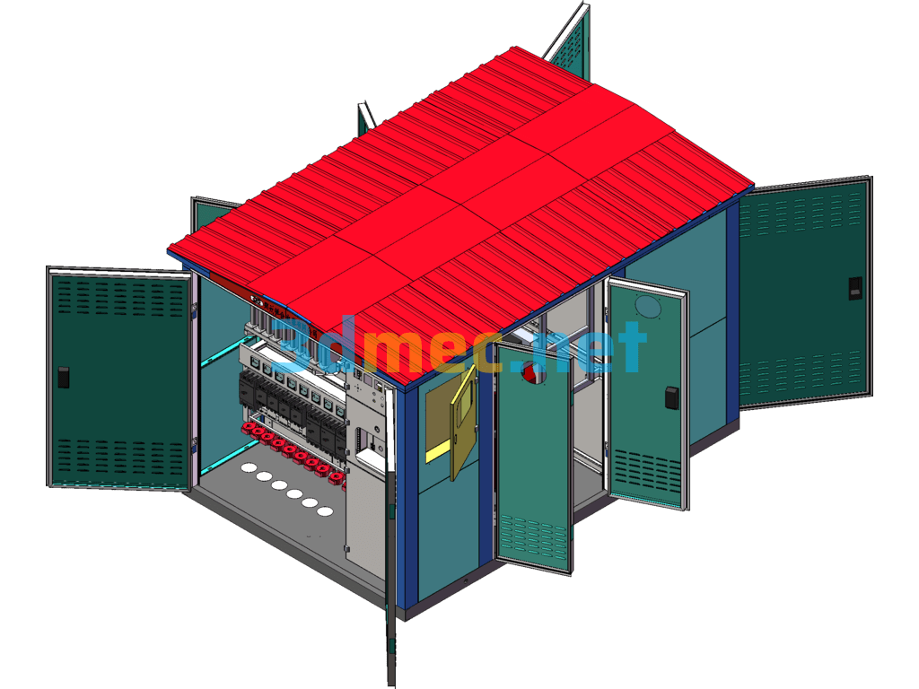 3 Types Of Assembled Box-Type Substations - 3D Model SolidWorks Free Download