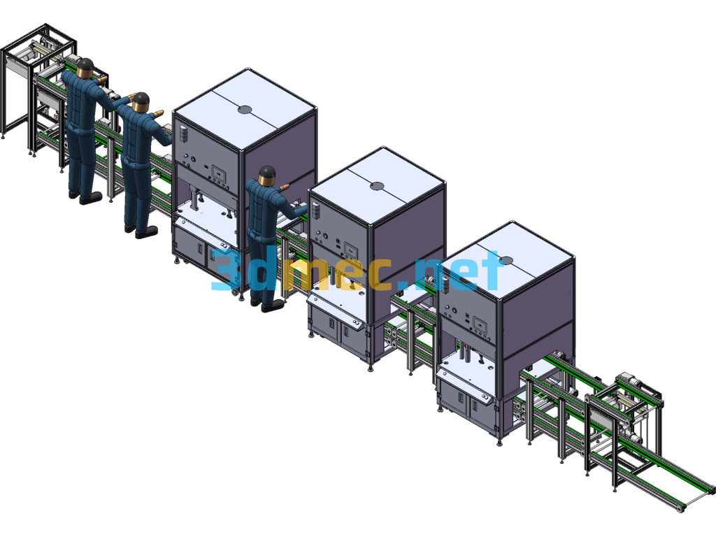 Semi-Automatic Assembly Line For Pressing - 3D Model SolidWorks Free Download