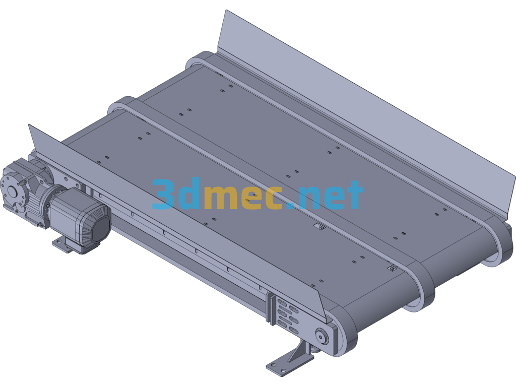 Wooden Pallet Chain Conveyor - 3D Model SolidWorks Free Download