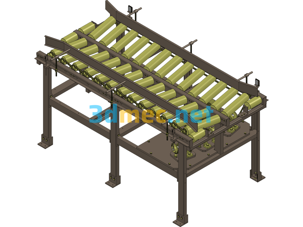 Centralized Roller Conveyor 3D Model + Engineering Drawing + CAD Drawing - 3D Model SolidWorks Free Download