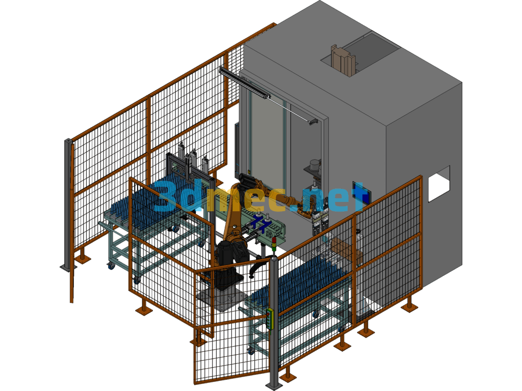 Medium Frequency Quenching Robot Automatic Loading And Unloading Marking Workstation - 3D Model SolidWorks Free Download