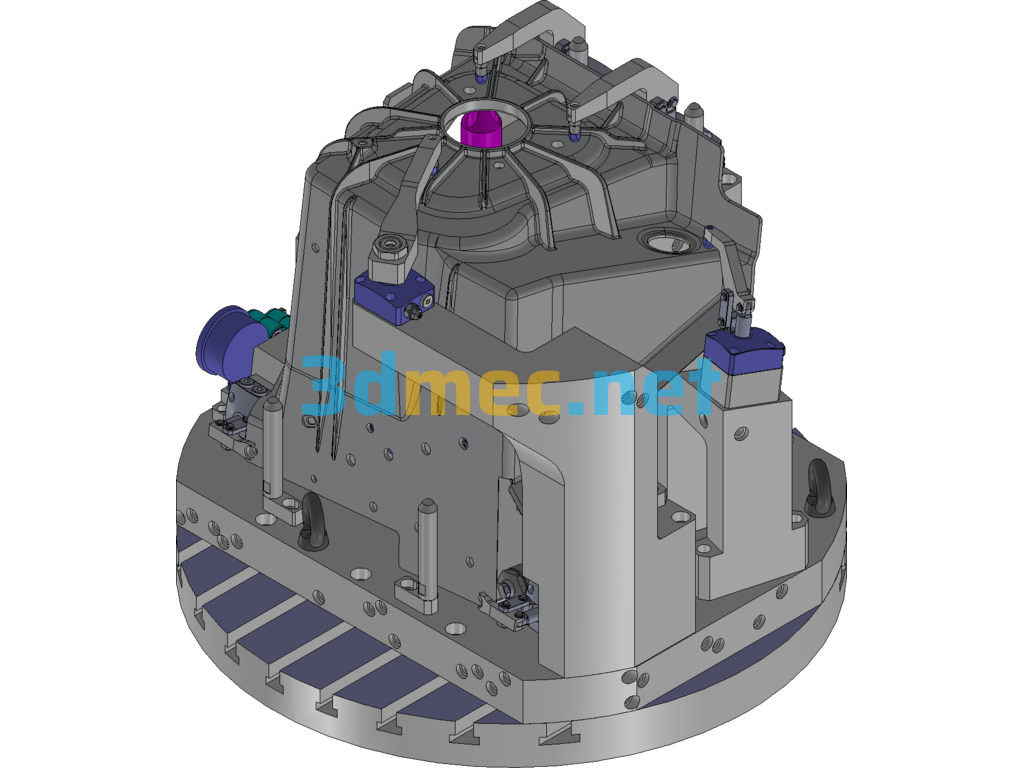 Right Front Wheel Cover Five-Axis Fixture Horizontal Five-Axis Pressure-Keeping Hydraulic Fixture - 3D Model Exported Free Download