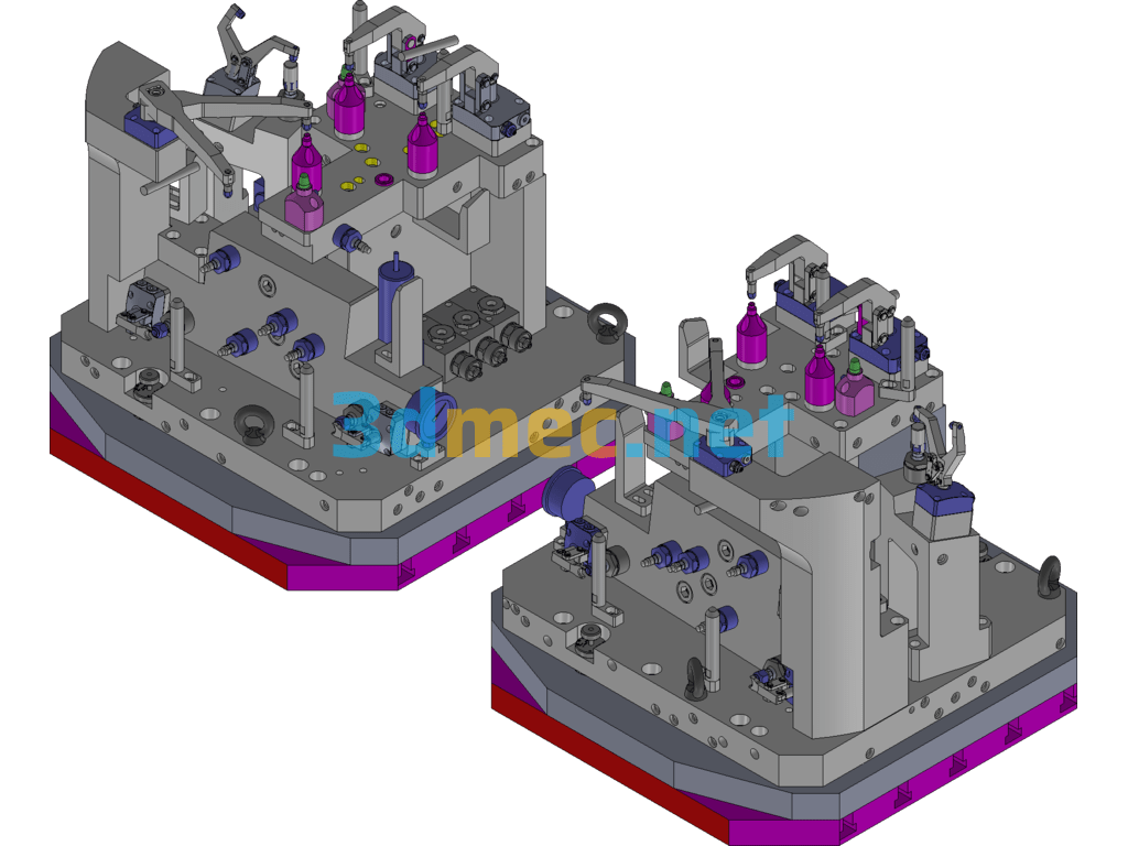 Right Front Wheel Housing Five-Axis Fixture - 3D Model Exported Free Download