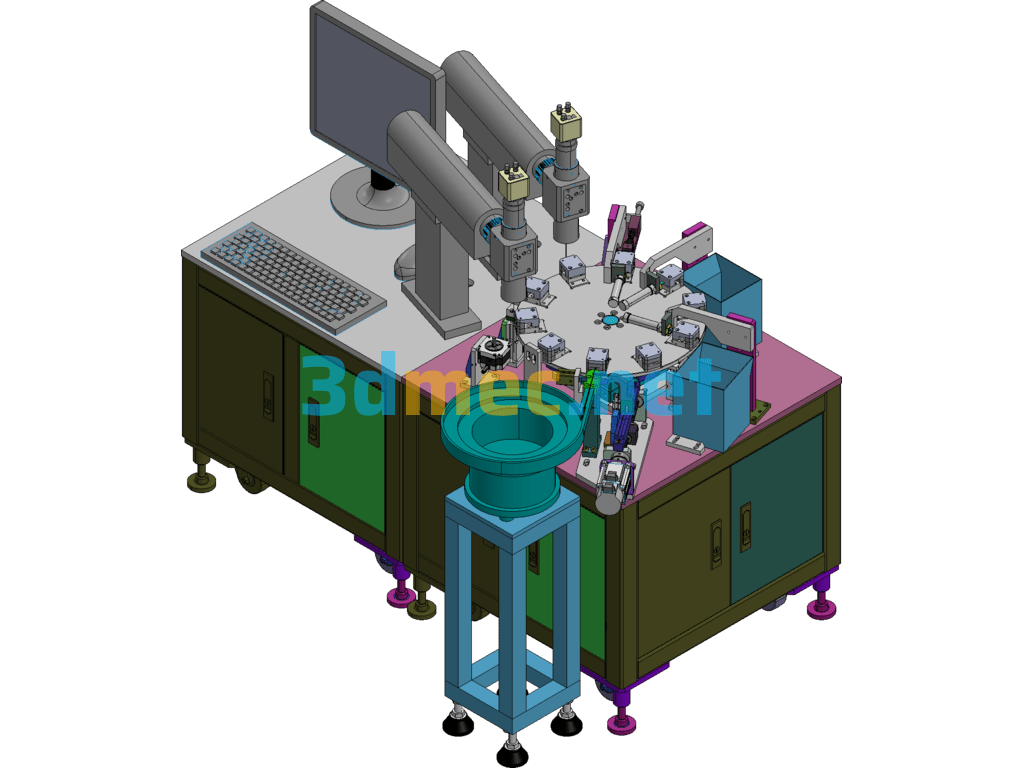 Rotary Table Type Fully Automatic Pin Welding Machine - 3D Model SolidWorks Free Download