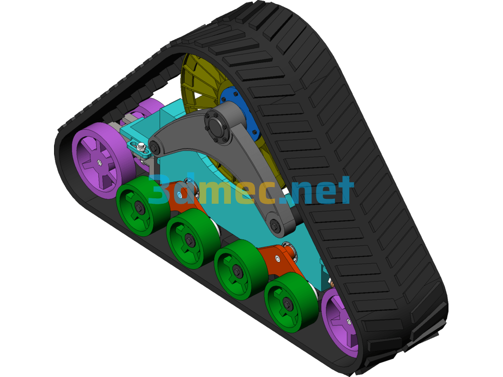 Triangular Rubber Track Wheel Design Drawing - 3D Model SolidWorks Free Download