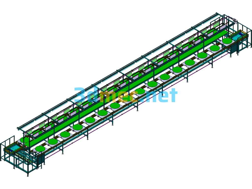 Triple Power Double Speed Chain Assembly Line - 3D Model SolidWorks Free Download