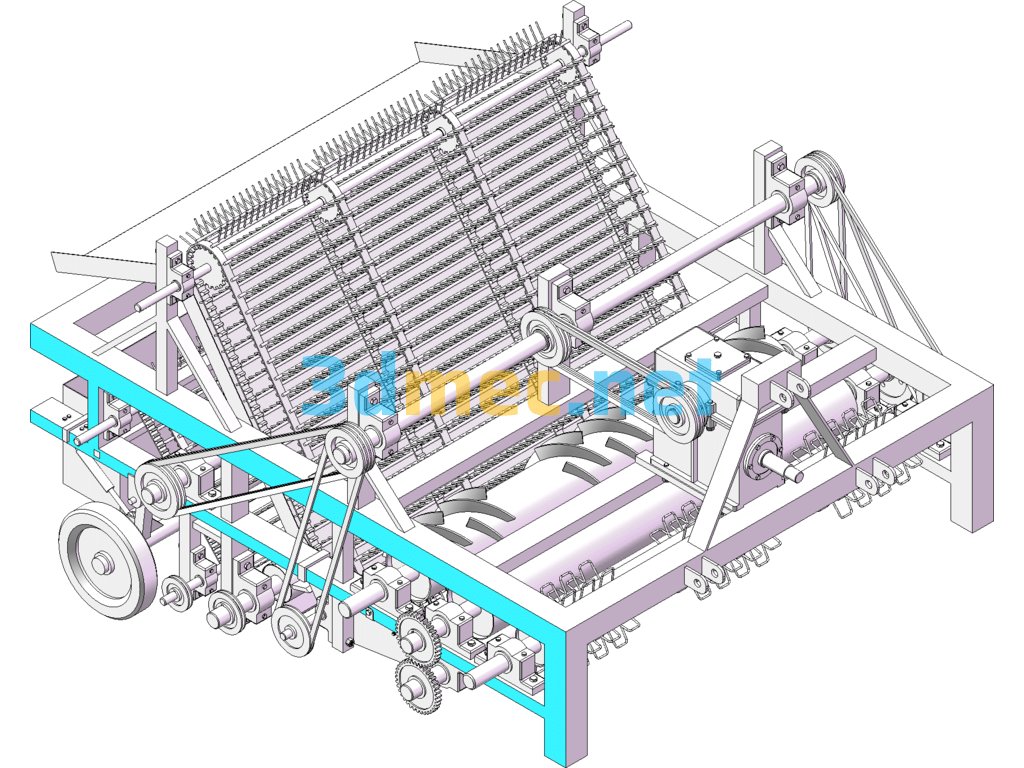 Design And Simulation Of A Combined Machine For Cotton Pulling Rod Crushing And Residual Film Recovery (3D+CAD+Instructions) - 3D Model SolidWorks AutoCAD-ZWCAD Free Download