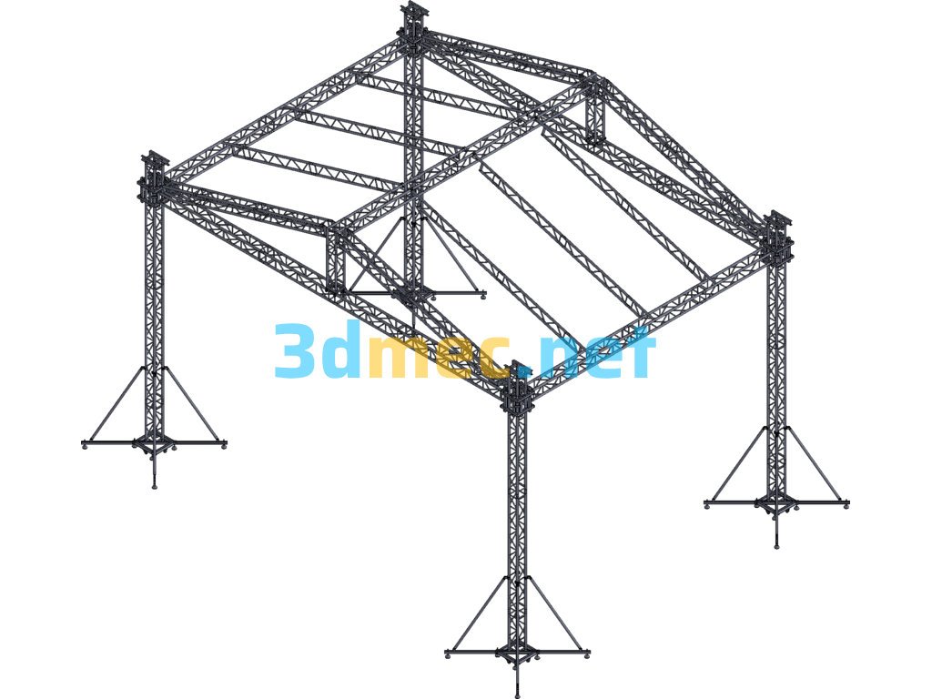 10x7x7m Gold Top Latch Rack - 3D Model Exported Free Download