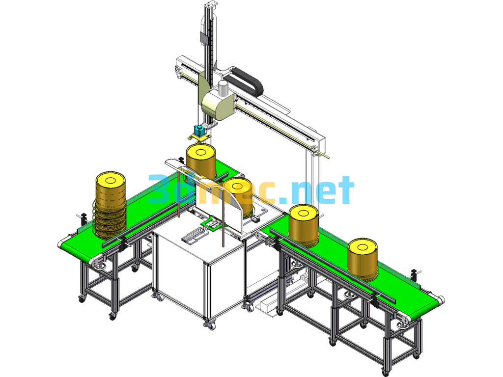 Plastic Bucket Handle Automatic Installation And Stacking Production Line - 3D Model SolidWorks Free Download