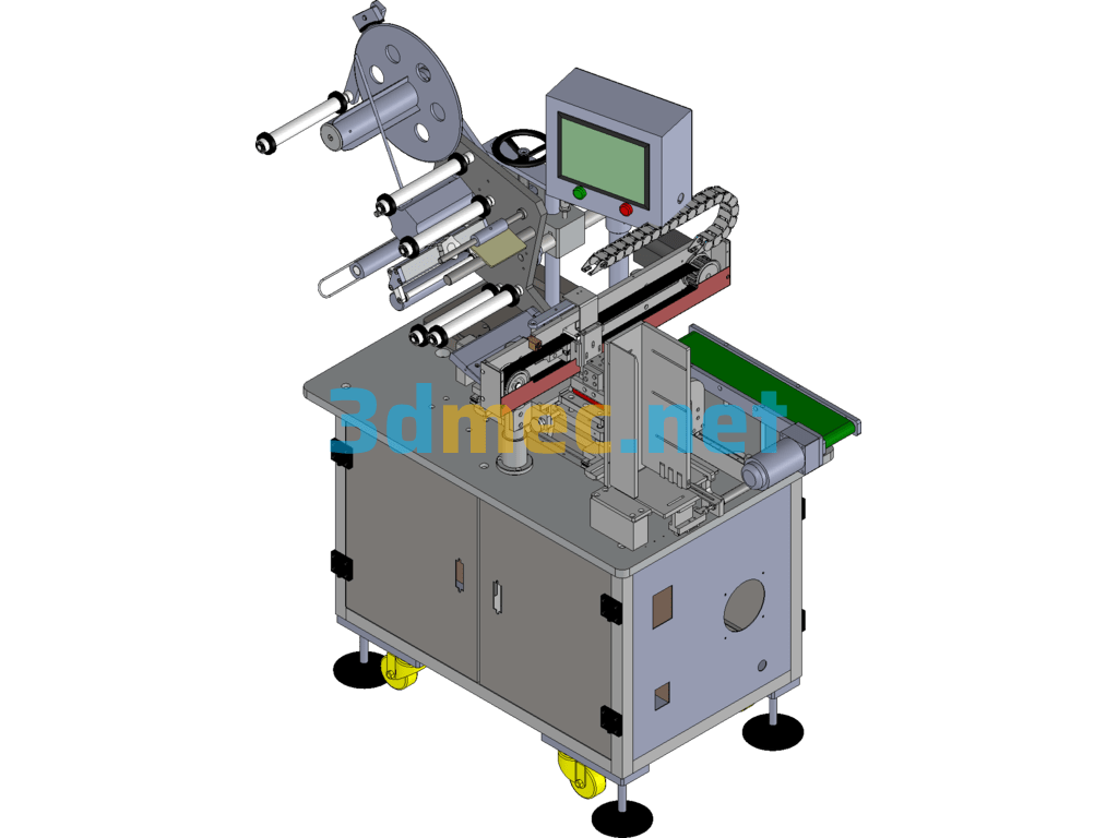 Mobile Phone Battery 4-Side Labeling Machine - 3D Model SolidWorks Free Download