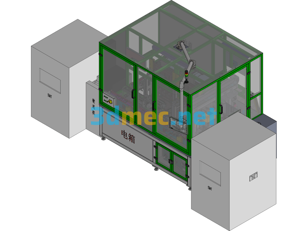 ECU Automatic Loading And Unloading, Laser Marking And Synthesis Equipment - 3D Model SolidWorks Free Download