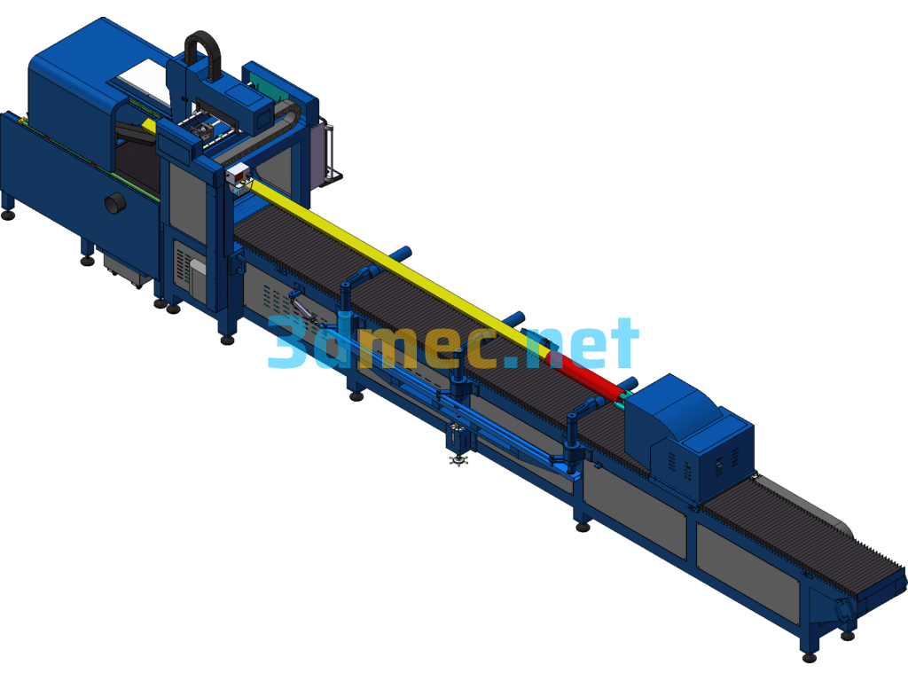 High Power Laser Automatic Tube Cutting Machine Drawing - 3D Model SolidWorks Free Download