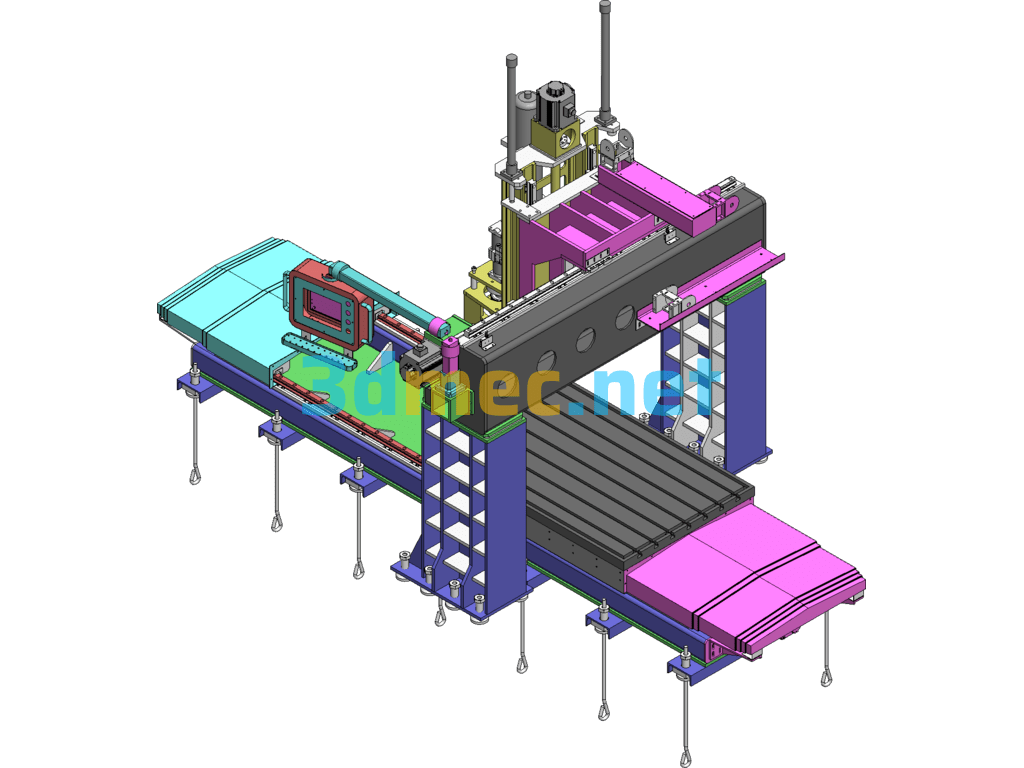 Heavy Duty Gantry CNC Machining Center - 3D Model SolidWorks Free Download