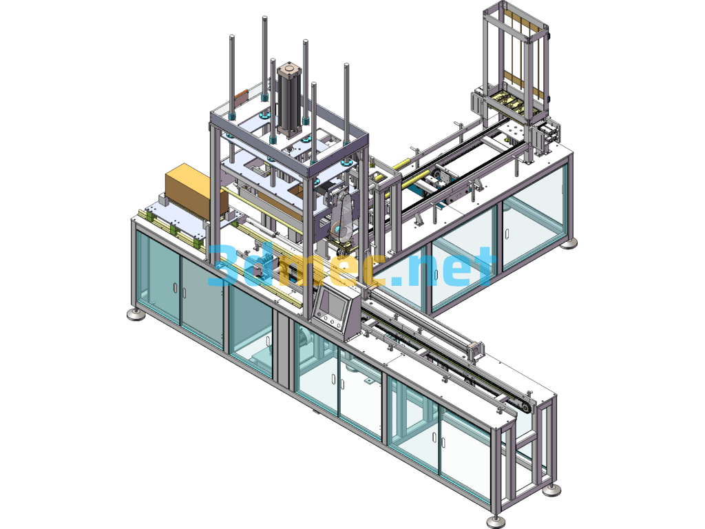 Battery Shell/Battery Cover Glue Capping Machine Production Line - 3D Model SolidWorks Free Download