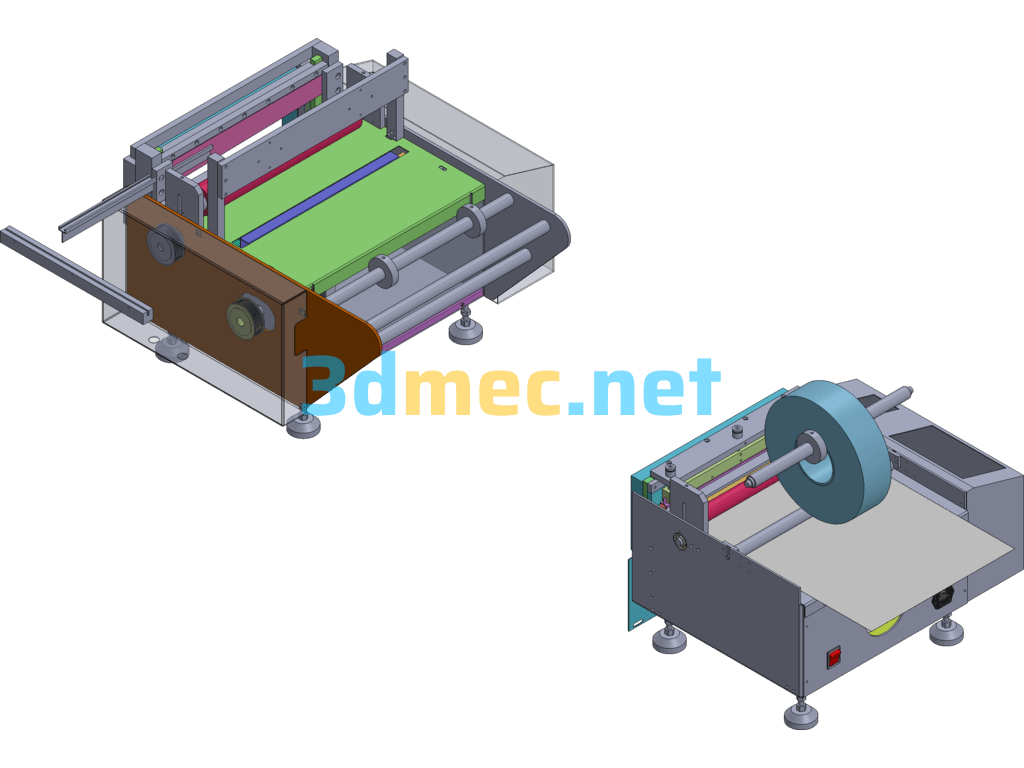 Mass Production Film Plastic Bag Making Machine (Two Models) Pure Electric + Electrical Combination - 3D Model SolidWorks AutoCAD-ZWCAD Free Download