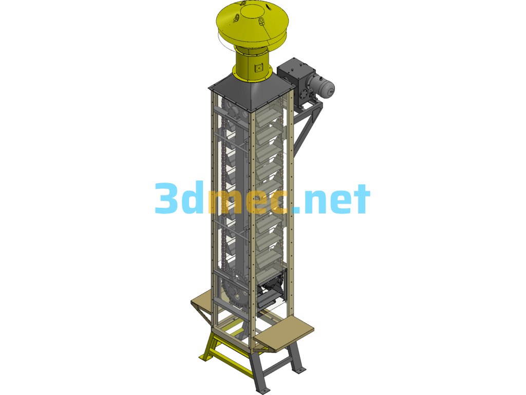 Chain Vertical Continuous Lifting Hoist - 3D Model Exported Free Download