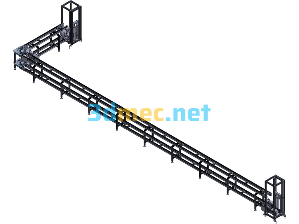 Double Layer Right Angle Double Speed Chain - 3D Model SolidWorks Free Download