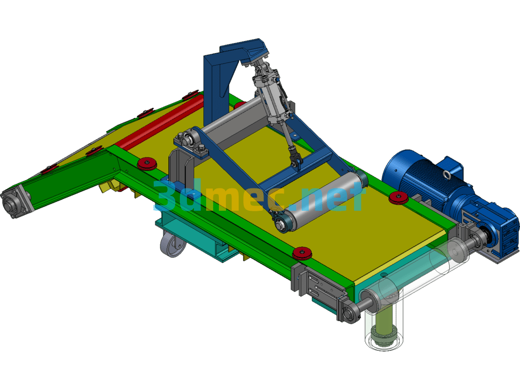 Oscillating Conveyor Belt With Pressure Roller - 3D Model SolidWorks Free Download