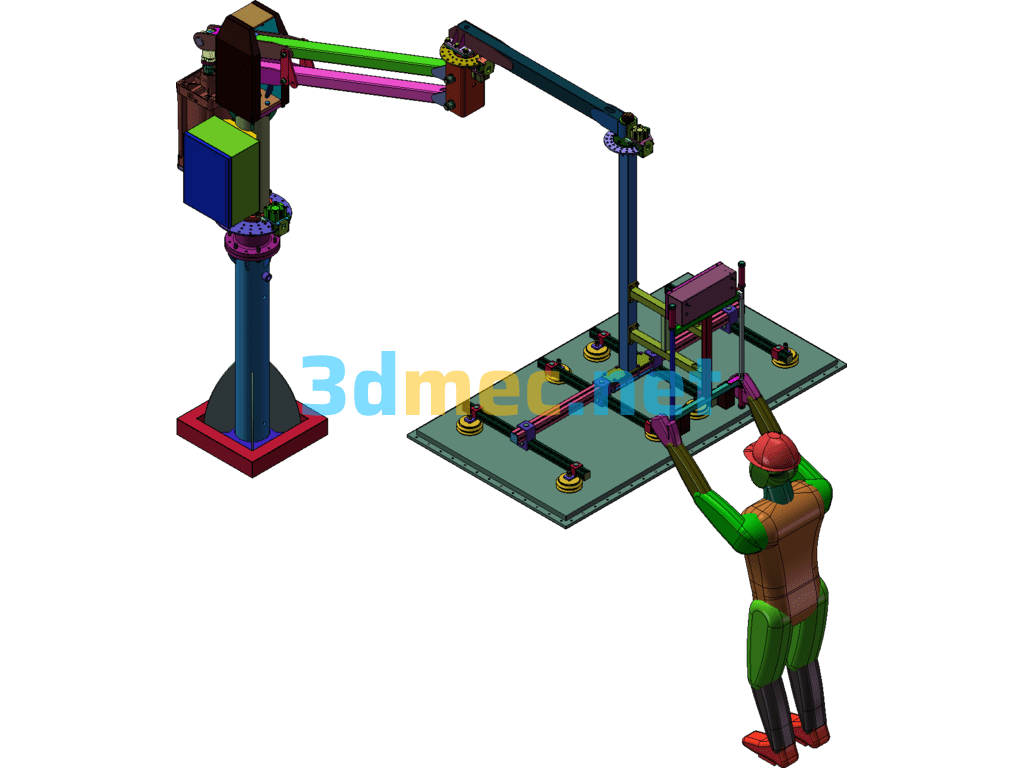 Pneumatic Booster Arm Mechanism - 3D Model SolidWorks Free Download