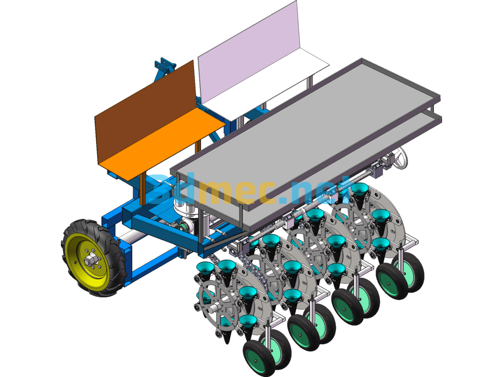 Design Of Hanging Basket Rapeseed Transplanter - 3D Model SolidWorks Free Download