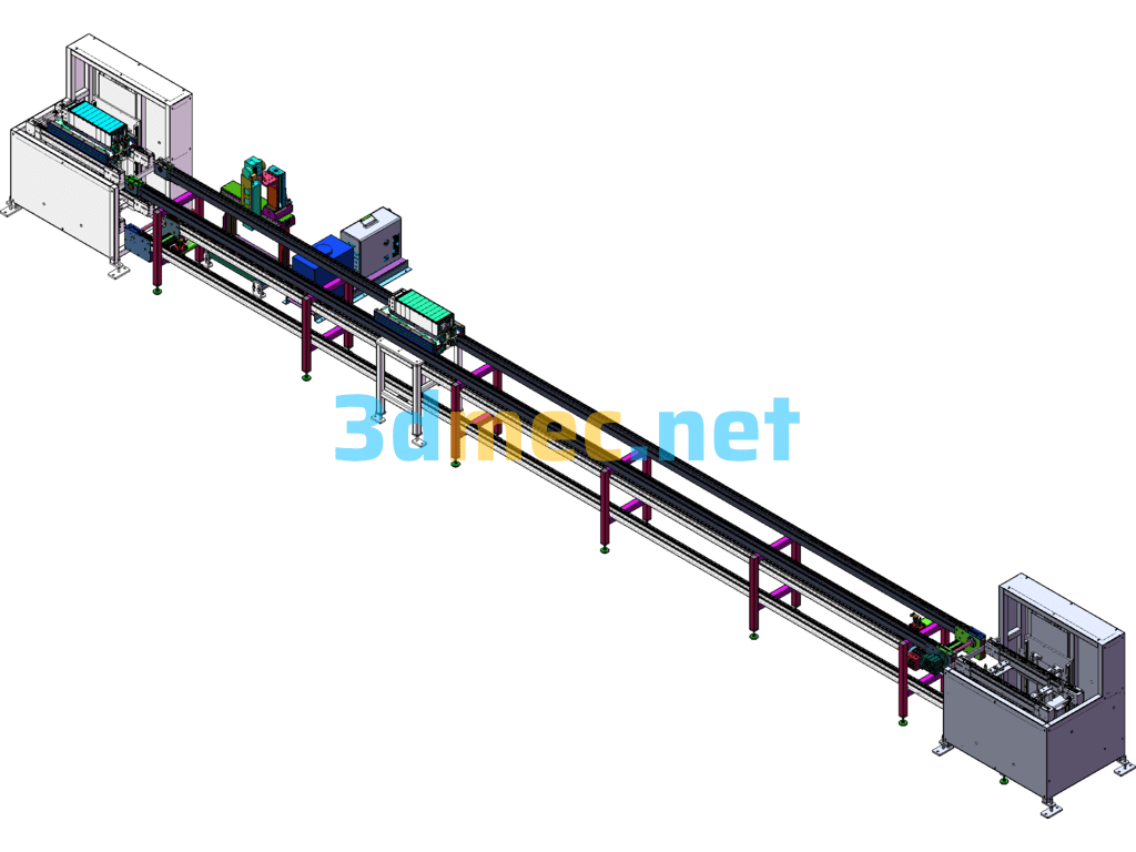 Laser Marking Stopper Lifting Integrated Assembly Line - 3D Model SolidWorks Free Download