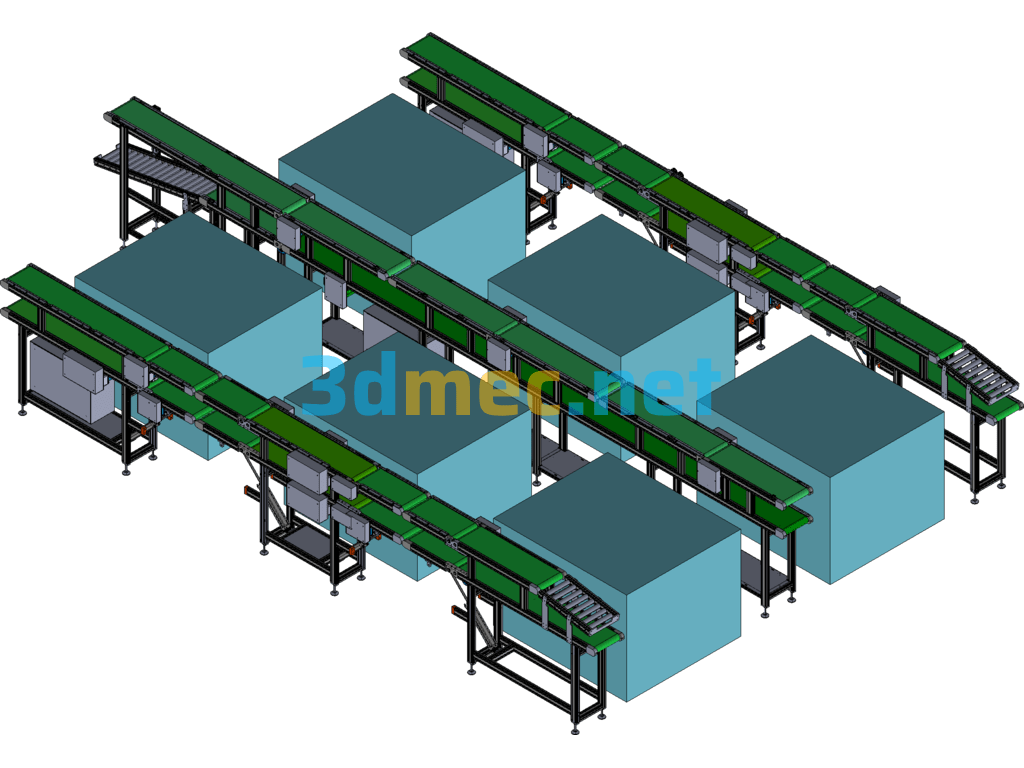 Pneumatic Electric Folding Belt Line - 3D Model Exported Free Download