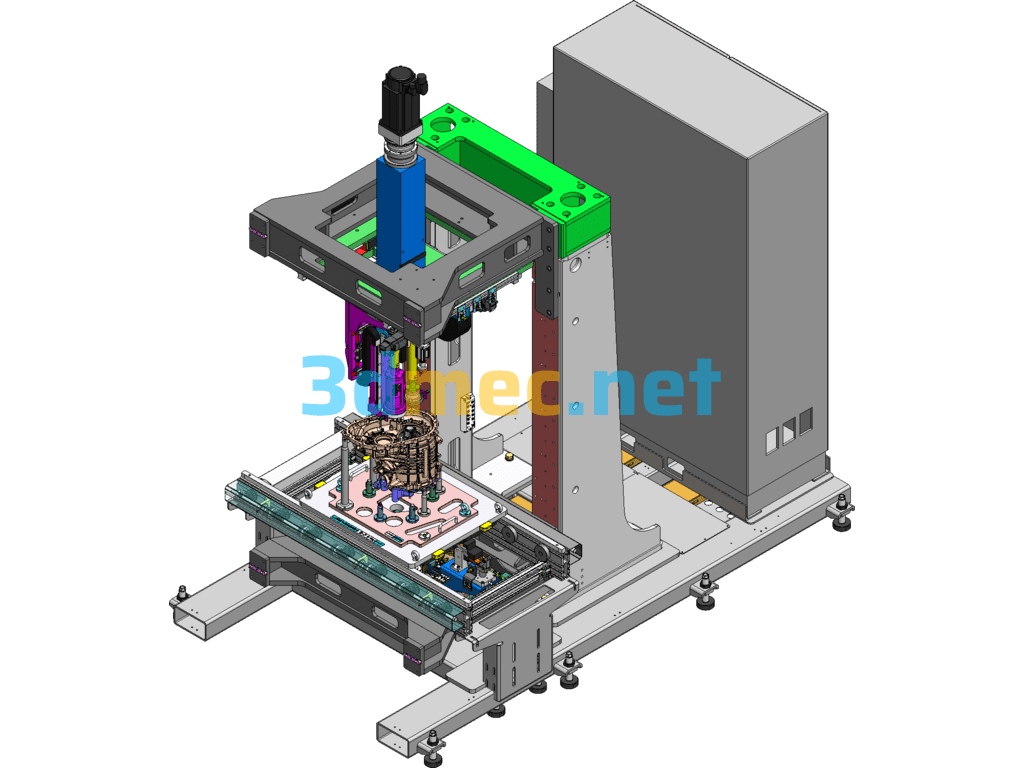 Automobile Motor Housing Press Assembly Production Line Drawing (Automotive Industry) Production Equipment - 3D Model SolidWorks Free Download