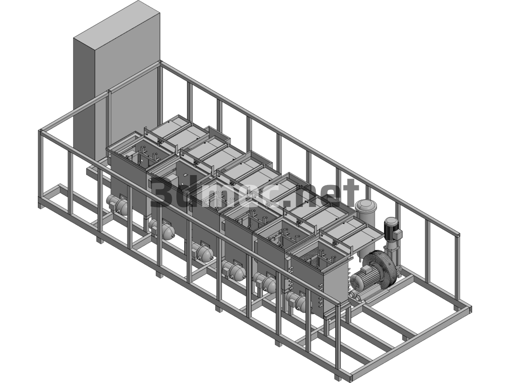 Design Of Automatic Cleaning Equipment For Glass Products - 3D Model Exported Free Download